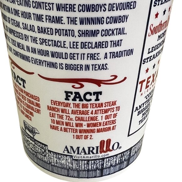 Th Big Texan Steak Ranch Souvenir Plastic 22oz Cup Route 66 Amarillo, Texas USA - Picture 7 of 7